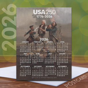 Postal Calendario 2026 - Espíritu del 76 - 250 años de Am