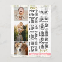 Calendario 2026 Rosa Pálido Dorado Collage de Foto