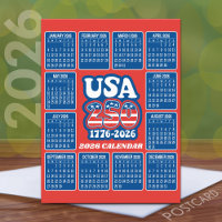Calendario 2026 - USA 250 Rojo Blanco Azul