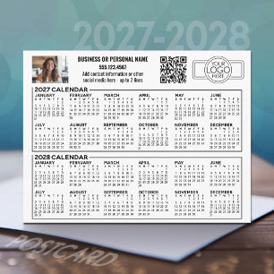 Postal Calendario 2027 2028 con logo, Código QR, Foto