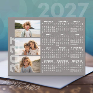 Postal Calendario 2027 3 Fotos Taupe Básico Imán Minimali