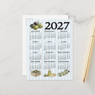 Postal Calendario 2027, Aceitunas Mediterráneas, Rayas Az