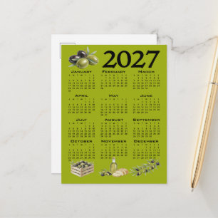 Postal Calendario 2027, Aceitunas Mediterráneas, Verdes
