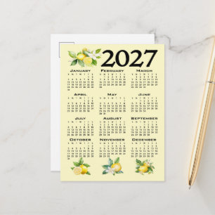 Postal Calendario 2027 al estilo italiano limones amarill