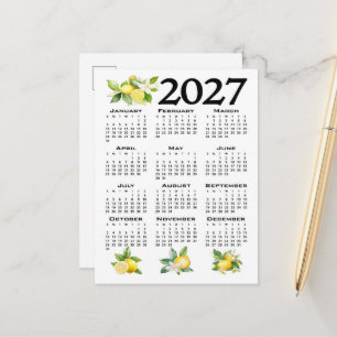 Postal Calendario 2027 al estilo italiano limones blanco