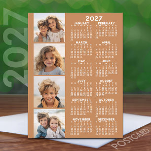 Postal Calendario 2027 con collage de 4 fotos - Terracota