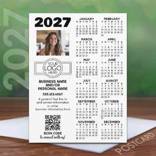Postal Calendario 2027 con logo, Código QR, Foto y Más