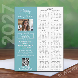 Postal Calendario 2027 con logo, Código QR, Foto y Más