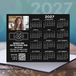 Postal Calendario 2027 con logotipo, código QR, foto NEGR
