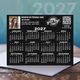 Postal Calendario 2027 con logotipo, código QR, foto NEGR