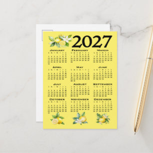 Postal Calendario 2027 estilo italiano limones amarillo