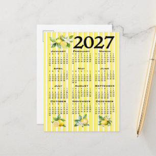 Postal Calendario 2027 estilo italiano limones rayas amar