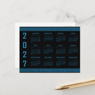 Postal Calendario 2027, Falso Griego, Cosmos Azul sobre N