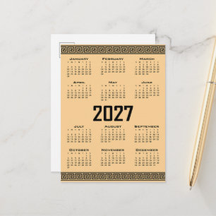 Postal Calendario 2027, Falso Griego, Negro sobre Beige