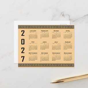 Postal Calendario 2027, Falso Griego, Negro sobre Beige