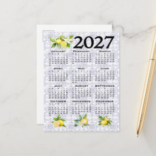 Postal Calendario 2027 Limones Azulejos Mediterráneos Ita