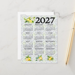 Postal Calendario 2027 Limones Azulejos Mediterráneos Ita