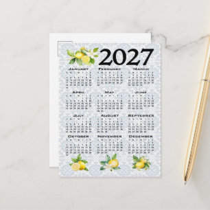 Postal Calendario 2027 Limones Azulejos Mediterráneos Ita