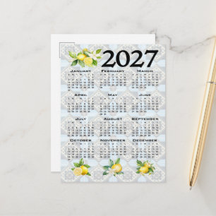 Postal Calendario 2027 Limones Azulejos Mediterráneos Ita