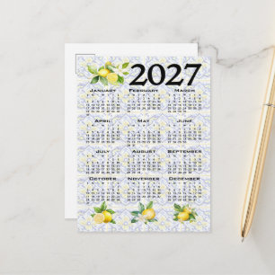 Postal Calendario 2027 Limones Azulejos Mediterráneos Ita