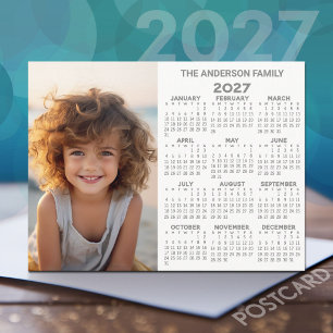 Postal Calendario 2027 - Vista anual completa moderno