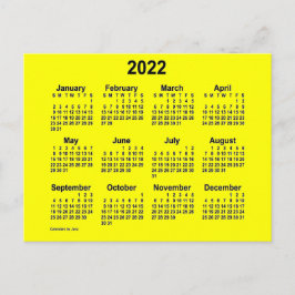 Postal Calendario Amarillo Mini de 2022 por Janz