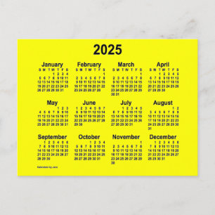Postal Calendario Amarillo Mini de 2025 por Janz
