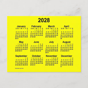 Postal Calendario Amarillo Mini de 2028 por Janz