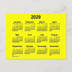 Postal Calendario Amarillo Mini de 2029 por Janz