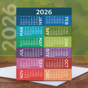 Postal Calendario - Año completo con meses divertidos y c