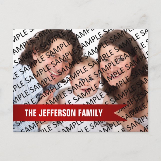 Postal Calendario anual de plantillas de fotos familiares (Anverso)