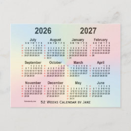 Postal Calendario arcoiris 2026-2027 de 52 semanas, de no
