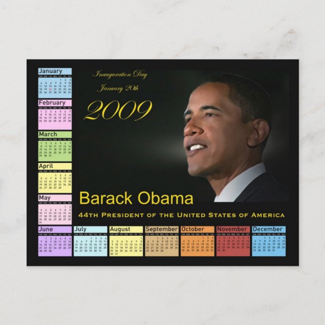 Postal Calendario Barack Obama (Anverso)