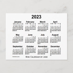 Postal Calendario Blanco Mini 2023 de Janz