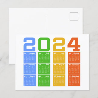 Postal Calendario colorido de 2024