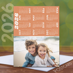 Postal Calendario con foto vista de año completo Mínimo m