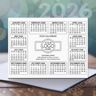 Postal Calendario con información de contacto del logotip