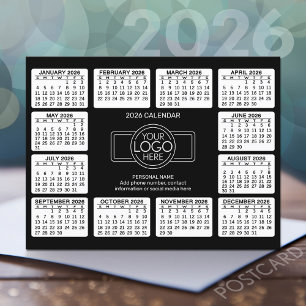 Postal Calendario con información de contacto del logotip