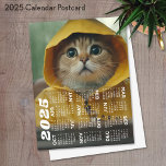 Postal Calendario con un lindo gato vestido de amarillo<br><div class="desc">Un calendario moderno y básico de 2025 con una bonita foto de un gato.</div>