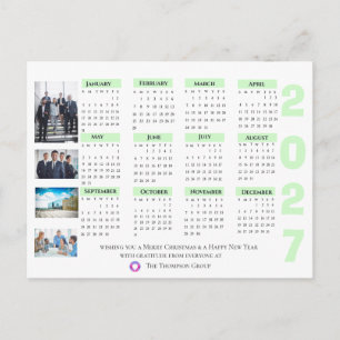 Postal Calendario Corporativo Moderno 2027 Logo Foto Empr