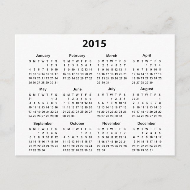Postal Calendario de 2015 (Anverso)