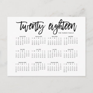 Postal Calendario de 2018   Tipografía moderna