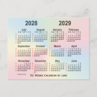 Calendario de 52 semanas del arco iris 2028-2029, 