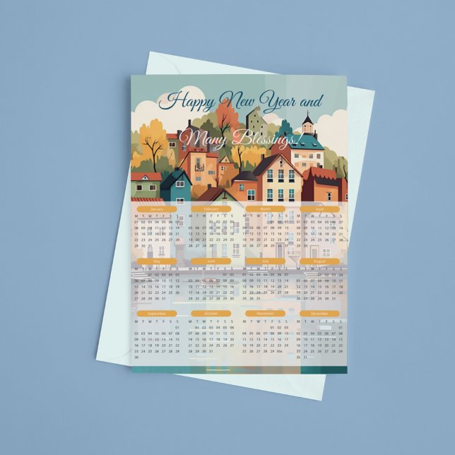 Postal Calendario de Aldeas 2024 (2024 Charming Village Calendar Postcard)
