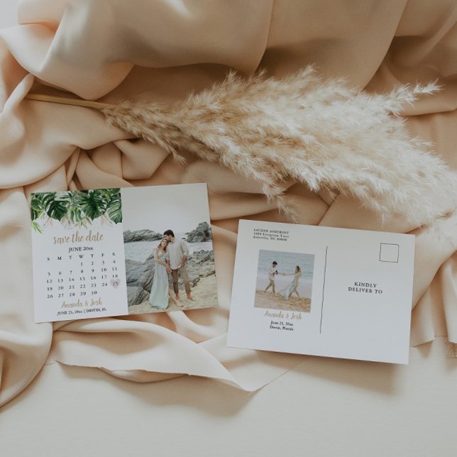 Postal Calendario De Bodas De Playa Guardar La Foto De Fe (Subido por el creador)