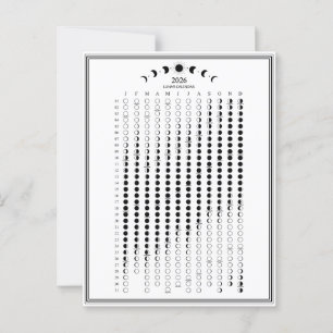 Postal Calendario de ciclos lunares de la fase lunar 2026