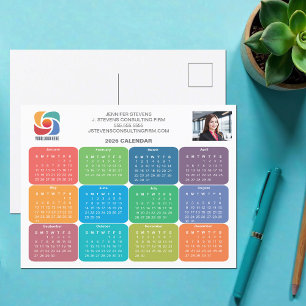 Postal Calendario de color para el logotipo de la empresa