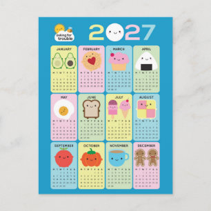 Postal Calendario de Comida Kawaii 2027
