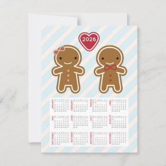Postal Calendario de Cookie Cute Kawaii Gingerbread Man 2