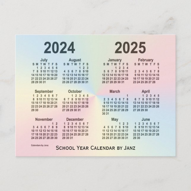 Postal Calendario de escuelas en la nube arcoiris 2024-20 (Anverso)